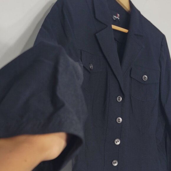 Laura Black Blazer Pockets Collar Single Breasted Business Casual Jacket Size 12 - Picture 4 of 14